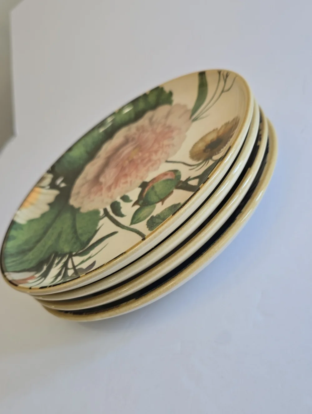 Pier 1 Set Of 4 Moody Blooms Floral Salad Plates Handpainted Ceramic Portugal